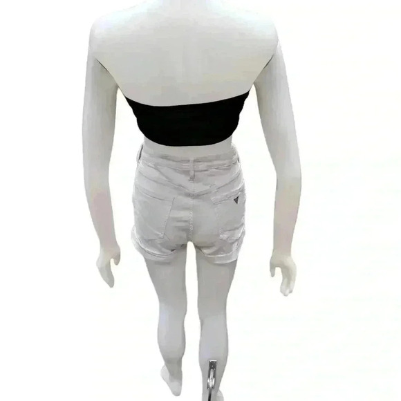 Guess White Rolled Cuff Distressed High Rise Shorts Size 31 - Picture 6 of 14